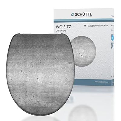 Schütte Sedile Duroplast 82155 con abbassamento Automatico, Adatto a Tutti i WC Standard, Portata Massima 150 kg, Colore, Grigio, Industrial Grey