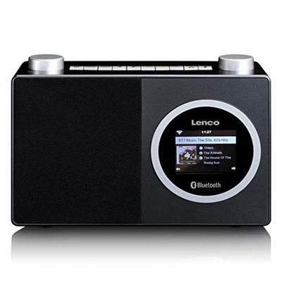 Lenco Dir 70 - Radio para Internet portátil, WLAN, Bluetooth, Pantalla a Color de 2,4", 3 vatios RMS, 4 memorias de estación, Control de Aplicaciones a través de AirMusic, Color Negro