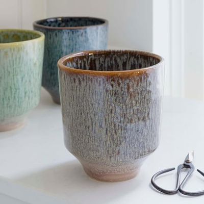 Ivyline Planter, Earthenware, Mocha, 13 x 13cm