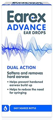 Earex Advance - removes hard ear wax- prevent ear wax build up - easy squeeze bottle - 12ml