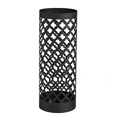 Baroni Home Portaombrelli Design Moderno Porta Ombrelli in Metallo Classic Nero e con 2 Gancini e Vaschetta Scolapioggia Rimovibile 19X19X49 cm (Nero)