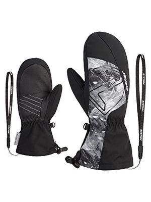 Ziener Lavalino, guanto da sci per bambini, per sport invernali, impermeabile, extra caldo, nero, stampa montagna, 5