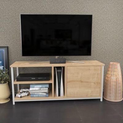 Hanah Home Support TV, mélamine, Chêne Blanc, Taille Unique