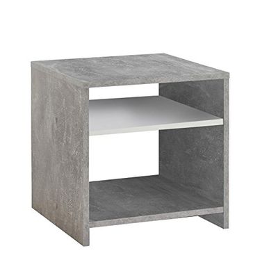 FMD Möbel Mesa auxiliar, madeira, The Concrete/White, 39,9 x 39,9 x 39,9 cm