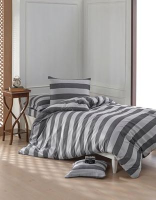 Nuit Des Rêves Elegant Black XL Quilt Cover Set (155 x 200 cm), 70% cotone, 30% poliestere, include 1 federa (80 x 80 cm), lavabile in lavatrice, chiusura a bottone