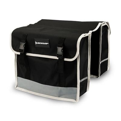 DUNLOP Tapetes de bicicleta - bolsa de bicicleta com faixa fluorescente, alforjas para bicicleta 2 x 13 l, tapetes impermeáveis, saco de porta-bagagens para bicicleta 36 x 30 x 12 cm, preto