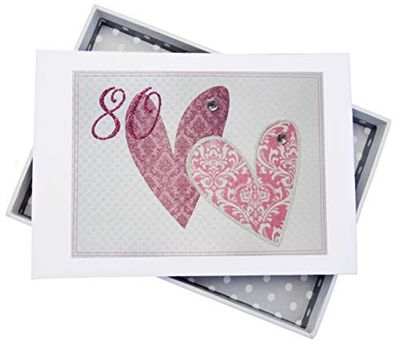 White Cotton Cards SSHA80T Mini "80" Patterned Hearts Photo Album