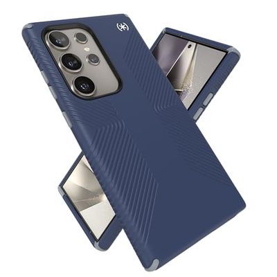 Speck Samsung Galaxy S24 Ultra Case - valbescherming, grip - krasbestendig, zacht aanvoelend telefoonhoesje - Presidio2 Grip Coastal Blue/Dust Grey/White