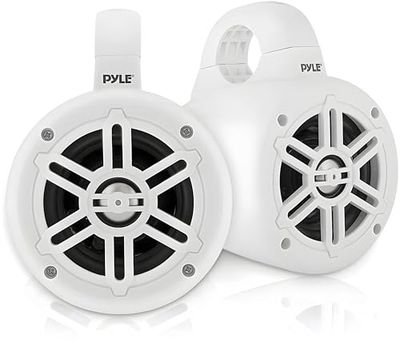 Pyle Marine Luidsprekers – 2-weg Subwoofer Speakers- Waterdichte Buitenluidsprekers- Boot Audiosysteem Kit met Montageklemmen - 300 Watt- Wit
