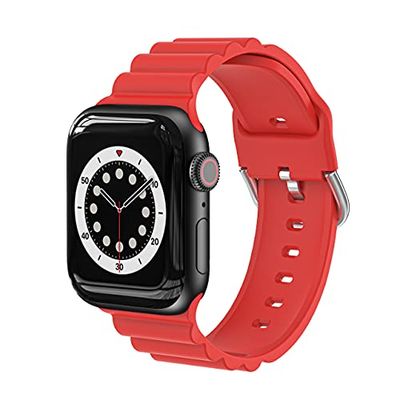 Armband compatibel met Apple Watch armband 38 mm 40 mm 41 mm 42 mm 44 mm 45 mm siliconen armband compatibel met iWatch SE/Series 7 6 5 4 3 2 1, 38 mm/40 mm/41 mm (rood), Rood, 38mm/40mm/41mm