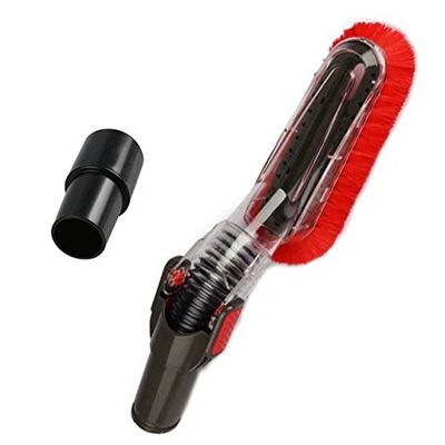 GIBTOOL Flexible Soft Dusting Brush & 35mm-32mm Adapter Perfect for Cleaning Furniture & Ceiling VAC Attachments for 1-1/4'' or 1-3/8'' Standard Hose