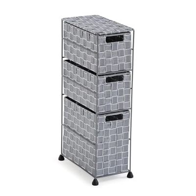 Versa Nilo Mueble para el Baño Auxiliar, Estante de baño con 3 cestas de Almacenaje, Medidas (Al x L x An) 57 x 15,5 x 28 cm, Plástico Texturizado, Color Gris