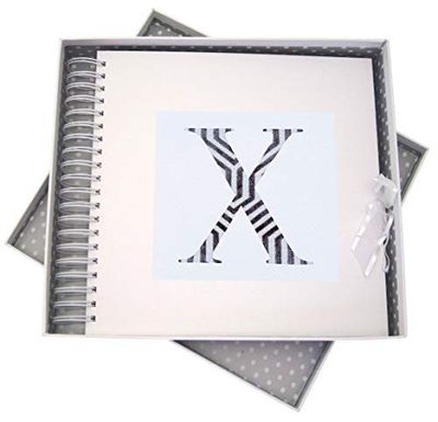 White Cotton Cards Alphabetics, Card & Memory Book, Initial X, White Board, Various, 27 x 30 x 4 cm