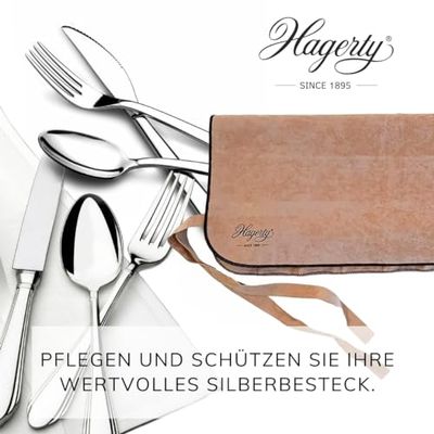 Hagerty Silver Guard Cutlery Roll bestektas voor zilveren en verzilverd bestek 41,5x40 cm I Zilverbestek-opslag met aanslagbescherming I Bestekhouder voor groente- & visvorken met 12 vakken