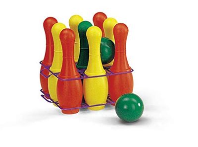 Rolly Toys Juego de bolos (juego de bolos de 9 piezas con 2 bolas, juego de bolos, juego de exterior)