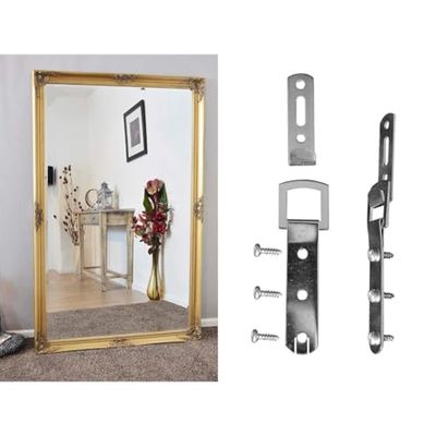 MirrorOutlet X Large Gold Antique Bevelled Dressing Wall Mirror 5Ft6 X 3Ft6 (168cm X 107cm) & Heavy Duty Mirror Fittings, Picture or photo Frame Fixings Very Strong. New