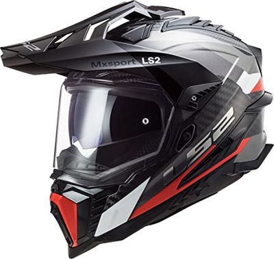 LS2, Casque Moto Cross Explorer Carbon Frontier Titanium Red, XS