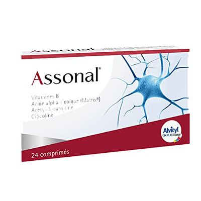 Alvityl Med - Assonal® - Complément alimentaire - Bon fonctionnement du métabolisme - Vitamine B2, B6, B12 et acide alpha-lipoïque Matris® - Boîte de 24 comprimés