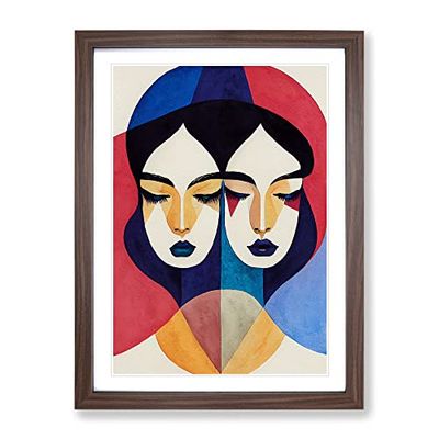 Woman Abstract Watercolour No.4 Framed Print for Living Room Bedroom Home Office Décor, Wall Art Picture Ready to Hang, Walnut A4 Frame (34 x 25 cm)