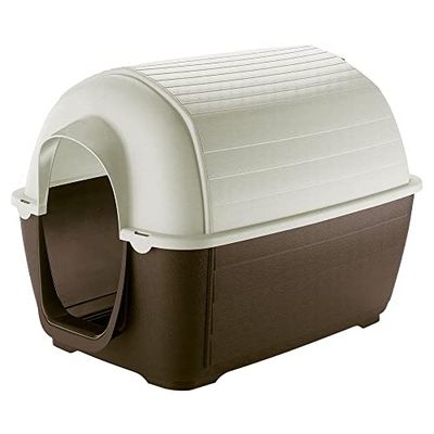 Ferplast Caseta de Exterior para Perros Kenny 03, Resina termoplástica Resistente a los Golpes y a los Rayos UV, Sistema de Drenaje de líquidos, Rejilla de ventilación, 60 x 89 x h 60 cm