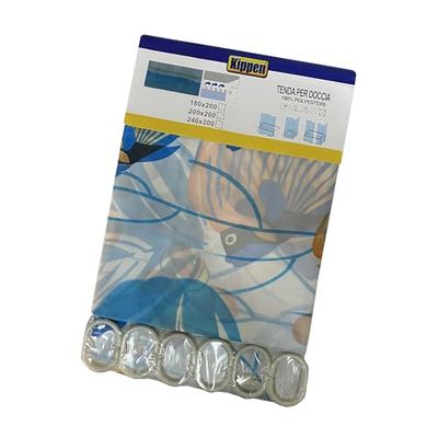 Kippen 1715B2 duschdraperi i polyester med 12 plastkrokar, storlek: 200 x 200 cm