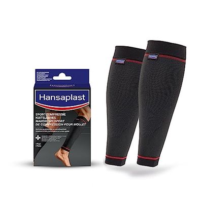 HANSAPLAST Manchon de compression mollet S/M (1 paire), Manchon compression pour les muscles, Manchon de maintien améliorant la circulation sanguine et les performances