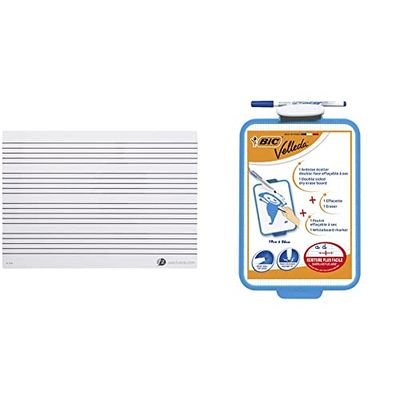 Fuzeau 7535 - Pizarra (22 x 31 cm) & BIC Velleda Pizarra Blanca Pequeña de Borrado en Seco de Doble Cara con Rotulador Azul y Borrador, 19x26cm, Óptimo para material escolar