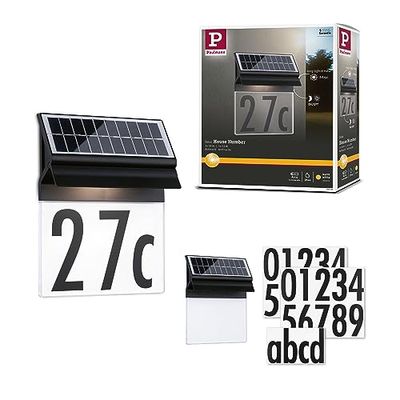 Paulmann 94694 Solar LED luminaire d'extérieur numéro de Maison Lumineux Neda IP44 3000K 14lm Noir, Matière Plastique, 0.2 W