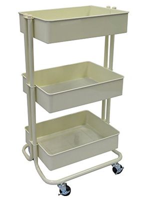 ASPECT 3-Tier Storage Rolling Cart, Vanille, 43x35x78.5cm