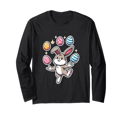 Divertente adorabile coniglietto pasquale giocoleria uova colorate bambini ragazzi Maglia a Manica
