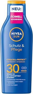 NIVEA SUN Ochrona i pielęgnacja balsamu przeciwsłonecznego LSF 30, wodoodporna ochrona przed słońcem z witaminą C i kwasem hialuronowym, szybko wchłaniający się krem przeciwsłoneczny do 48 godzin
