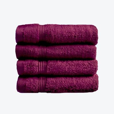 Allure Zero Twist Lot de 4 Gants de Toilette en Flanelle 100% Coton égyptien 30 x 30 cm (Betterave)