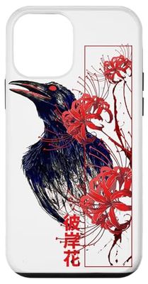 Crow Red Spider Lily Higanbana Japanese Flower Aesthetic Case for iPhone 12 mini
