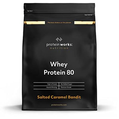 Protein Works - Whey Protein 80 Powder | Low Calorie Protein Shake | Whey Protein Shake | 14 Servings | Salted Caramel Bandit | 500g