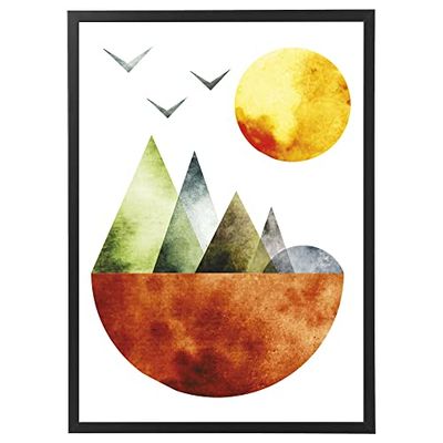 Arterby's® - Premium Poster Quadro Cornice Tela Canvas Dipinto Mood - Illustrazione Dipinto Astratto Hand Painted - Made in Italy - HD Poster con Cornice Semplice Nera 40x50 cm A0027 D0013