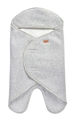 BÉABA, Babynomade Double Polaire, Couverture enveloppante Hiver bébé, Compatible Siège Auto/Pousette/Nacelle/Transat, Douce, Chaude, Déperlante, Respirante, Passage Harnais, Gris Chiné/Blanc,0-6 Mois