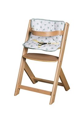 Schardt Chaise Haute Domino III Naturelle avec Coussin de Chaise Big Stars Mint