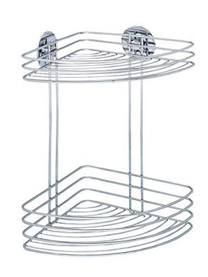 WENKO Turbo-Loc Hoekplank, 2 planken, verchroomd staal, 26,5 x 33 x 20 cm, chroom