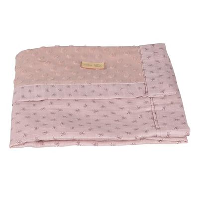 roba Couverture Bébé Bio "Lil Planet" 80x80 cm - Certifié GOTS et OEKO-TEX - Double Face - Mini Pompons et Motif Pois - Rose/Mauve