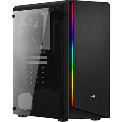 Aerocool Rift - Caja de ordenador (panel lateral acrílico, LED RGB en panel frontal, 13 modos de iluminación, ventilador trasero 12 cm, USB 3.0) color negro