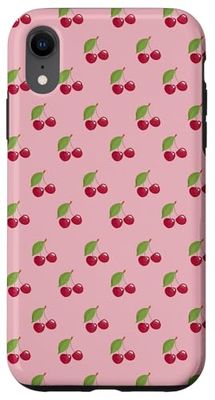Cute Pink Cherry Fruits Pattern Love Minimalist Graphic Case for iPhone XR
