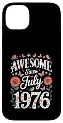 Awesome Since July 1976 Floral Design Vintage July 1976 Art Case for iPhone 14 Plus