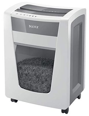 Leitz IQ Office Pro 80052000 Destructeur de documents CH micro-coupe niveau de sécurité P5 Capacité 15 feuilles Poubelle 30 l Avec prise d'alimentation suisse Blanc
