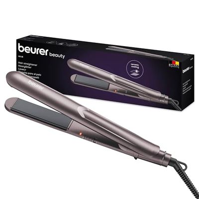 Beurer HS 15 Piastra per Capelli a Riscaldamento Rapido, Delicata per Acconciature Versatili, con Piastre Oscillanti per Lo Styling, Rivestimento in Ceramica e Spegnimento di Sicurezza