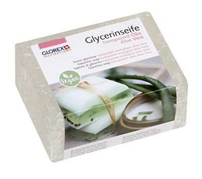 GLOREX 6 1600 161 - Sabão de glicerina eco com aloé vera sabão transparente de base neutra para a pele dermatologicamente testado 100% vegano bloco de 500 g como base para moldar sabão