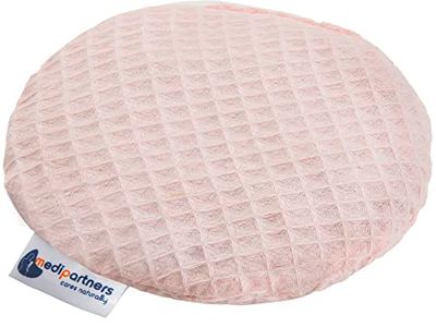 Medi Partners Almohada térmica para bebés 180g Redonda 15 cm Ecológica Natural 100% Algodón Waffle Cojin Masaje con calor + frío (Rosa Claro)