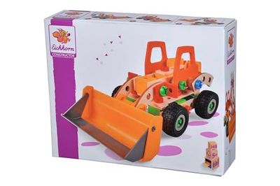 Eichhorn- Constructor Cargadora de Ruedas Juguete versátil, 140 componentes, 6 construcciones Diferentes, para niños a Partir de 6 años, 100% Madera FSC, Color carbón (100039057)