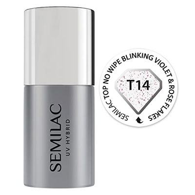 Semilac Vernis à ongles gels semi-permanents UV T14 Blinkendes Violett und Rosen 7ml
