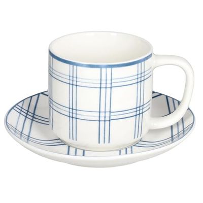 Tognana Quadro Carta Da Zucchero, Confezione 6 Tazze The Con piatto 220 cc, New Bone China, Azzurro