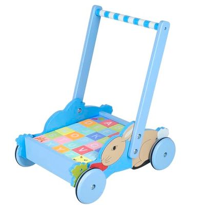 Peter Rabbit Toys - Wooden Baby Walker with Blocks, ABC Babies, 1 Year Old Toddler Boys, Girls - Baby Push Along Activity Trolley with Wheels - Official Licensed Peter Rabbit Gifts by Orange Tree Toys